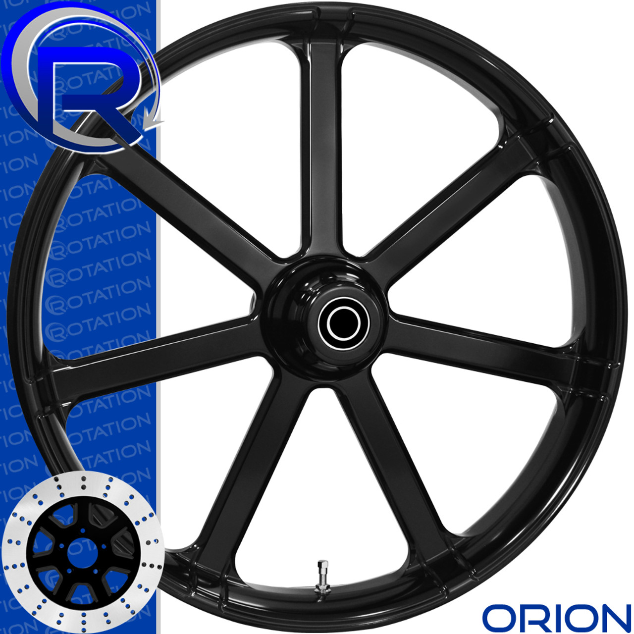 Rotation Orion Gloss Black Softail Dyna VRod Sportster Wheel