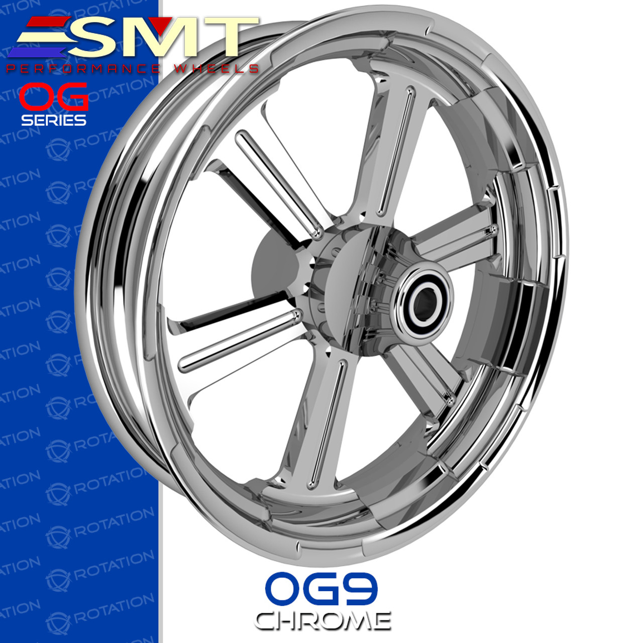 SMT Machining OG9 Annihilator Chrome Custom Motorcycle Wheel Package SMT Machining OG9 Annihilator Chrome Custom Motorcycle Wheel Package