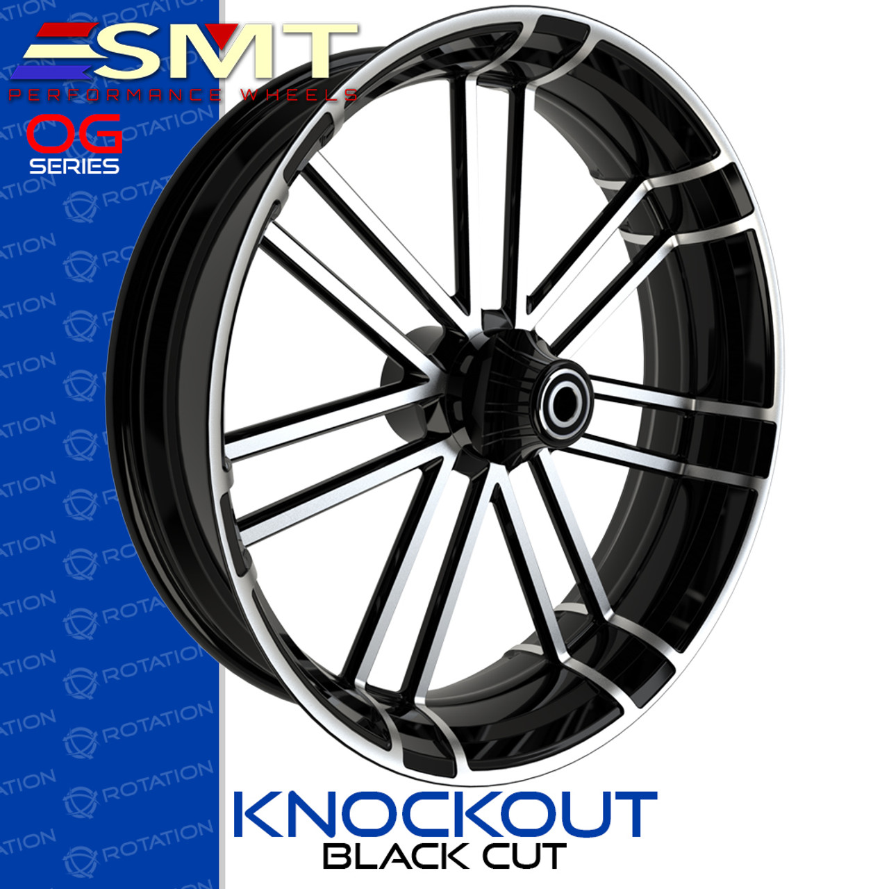 SMT Machining OG11 Knockout Black Cut Custom Motorcycle Wheel SMT Machining OG11 Knockout Black Cut Custom Motorcycle Wheel
