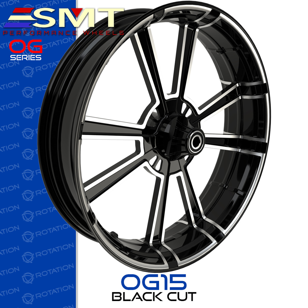 SMT Machining OG15 Black Cut Custom Motorcycle Wheel SMT Machining OG15 Black Cut Custom Motorcycle Wheel
