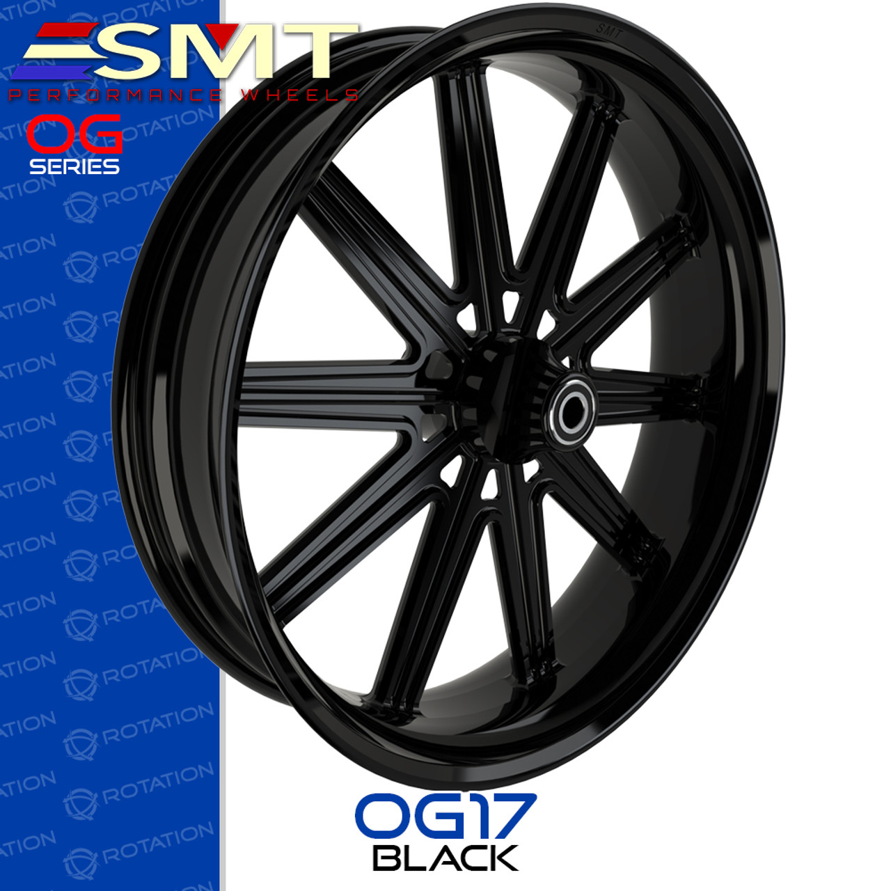 SMT Machining OG17 Gloss Black Custom Motorcycle Wheel SMT Machining OG17 Gloss Black Custom Motorcycle Wheel