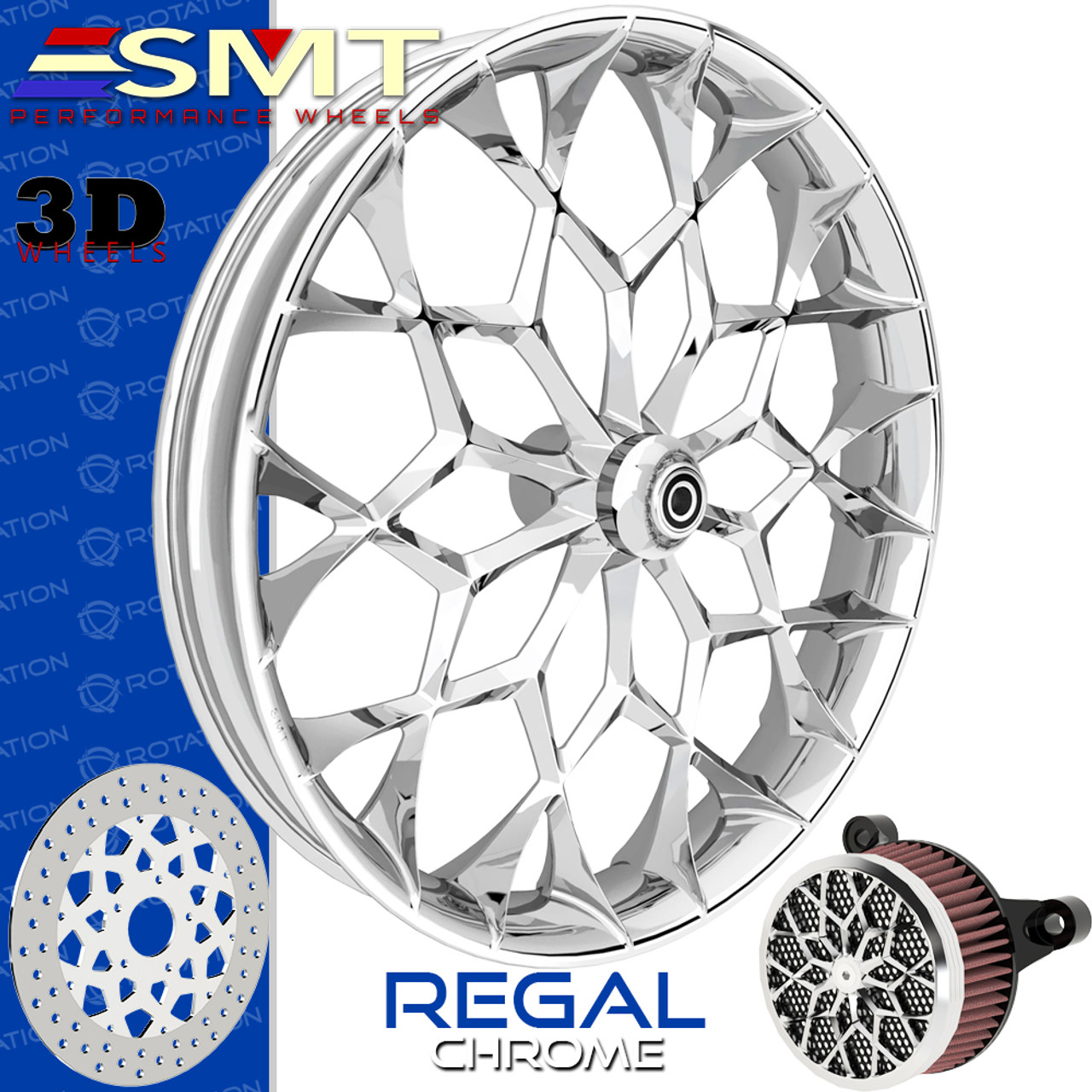 SMT Machining Regal 3D Chrome Custom Motorcycle Wheel SMT Machining Regal 3D Chrome Custom Motorcycle Wheel
