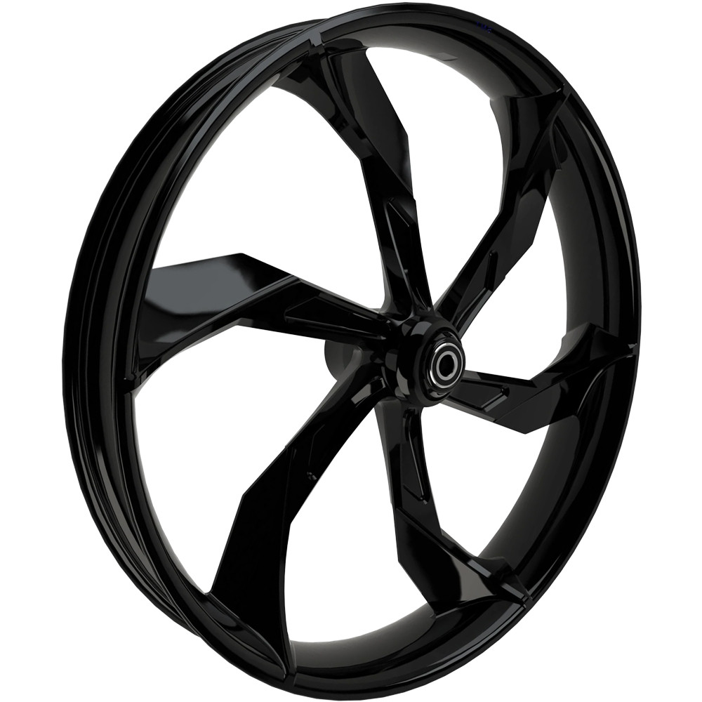 SMT Machining F22 3D Gloss Black Custom Motorcycle Wheel Package