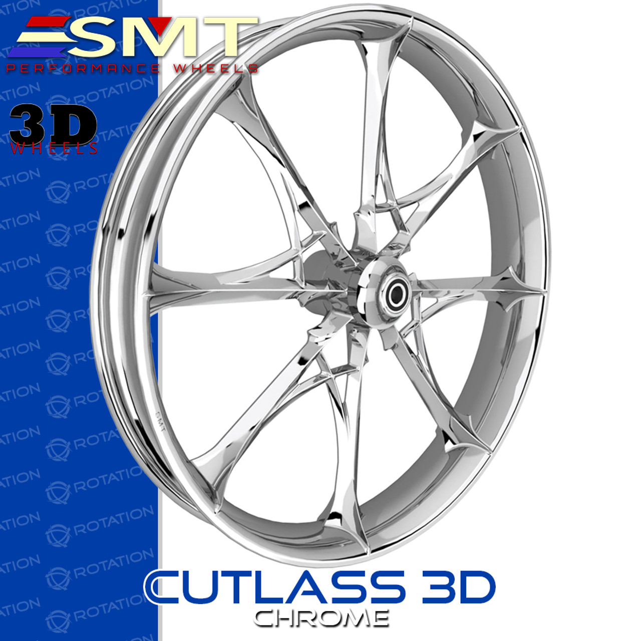 SMT Machining Cutlass 3D Chrome Custom Motorcycle Wheel SMT Machining Cutlass 3D Chrome Custom Motorcycle Wheel