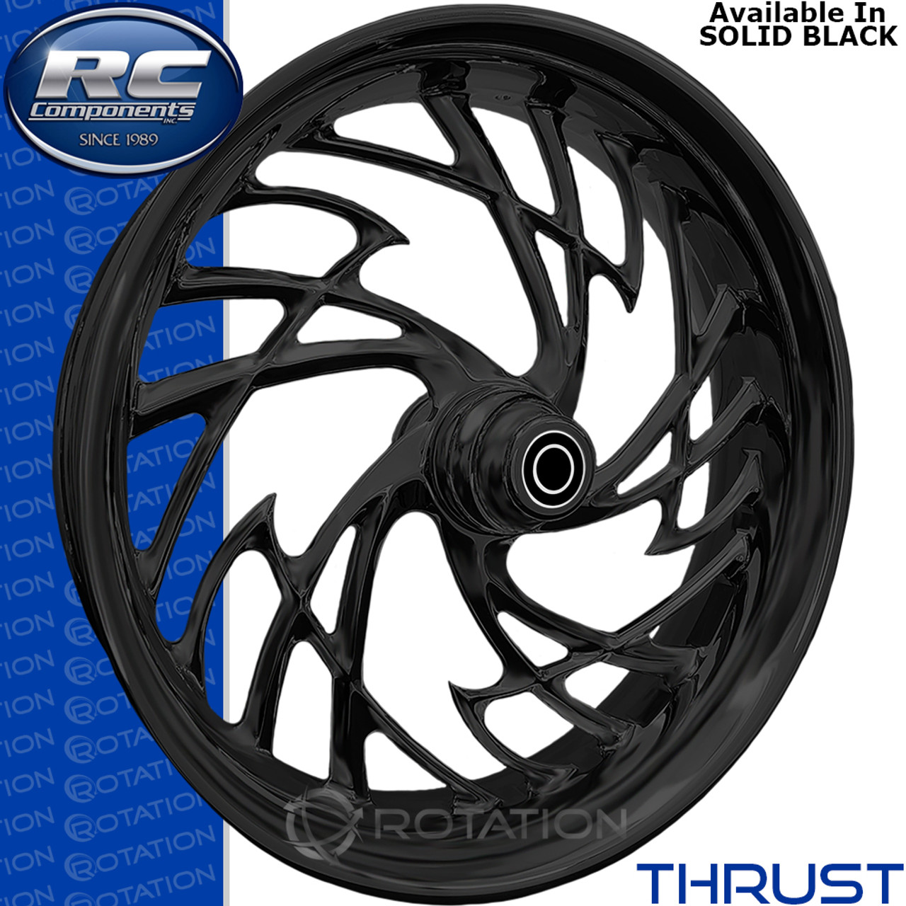 RC Components Thrust Black Custom Softail Dyna VRod Sportster Motorcycle Wheel RC Components Thrust Black Custom Softail Dyna VRod Sportster Motorcycle Wheel