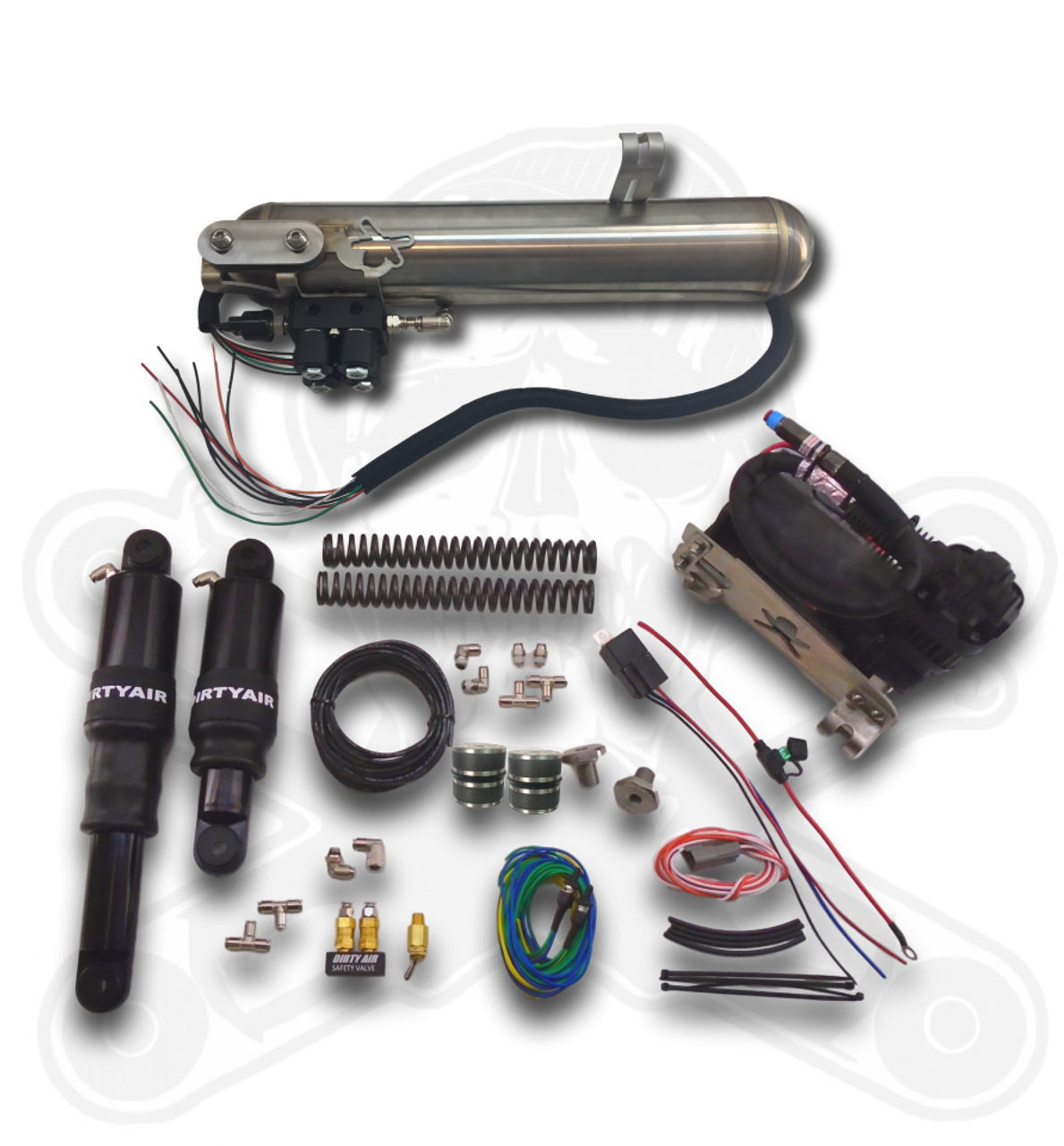 Dirty Works Dirty Air "El Grande" Fast Front and Rear Air Suspension System for Trikes Dirty Works Dirty Air "El Grande" Fast Front and Rear Air Suspension System for Trikes