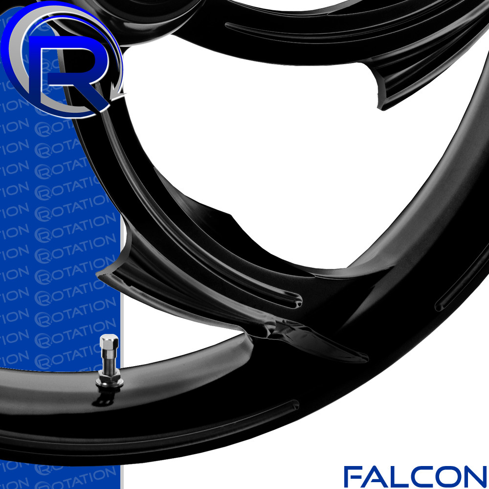 Falcon Gloss Black Metric Cruiser Motorcycle Wheel | rotationwheels.com
