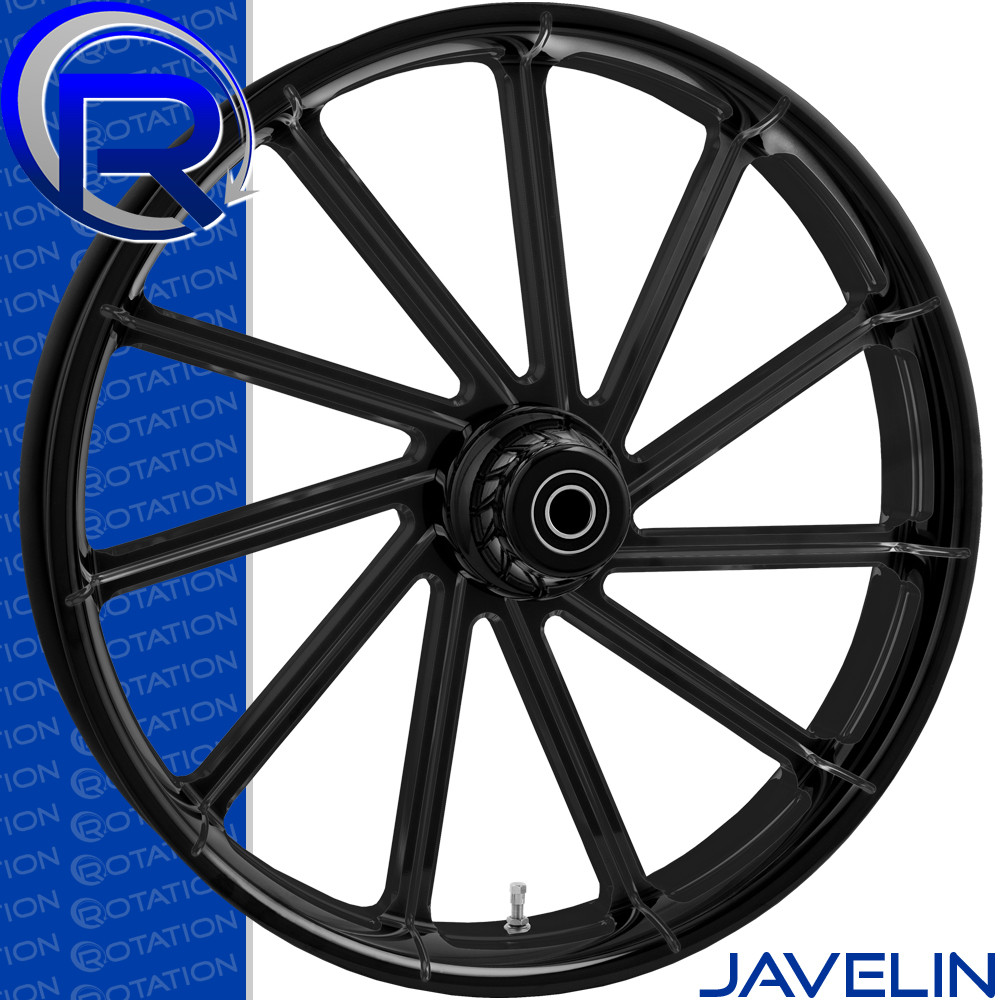Javelin Gloss Black Custom Harley Wheel | rotationwheels.com
