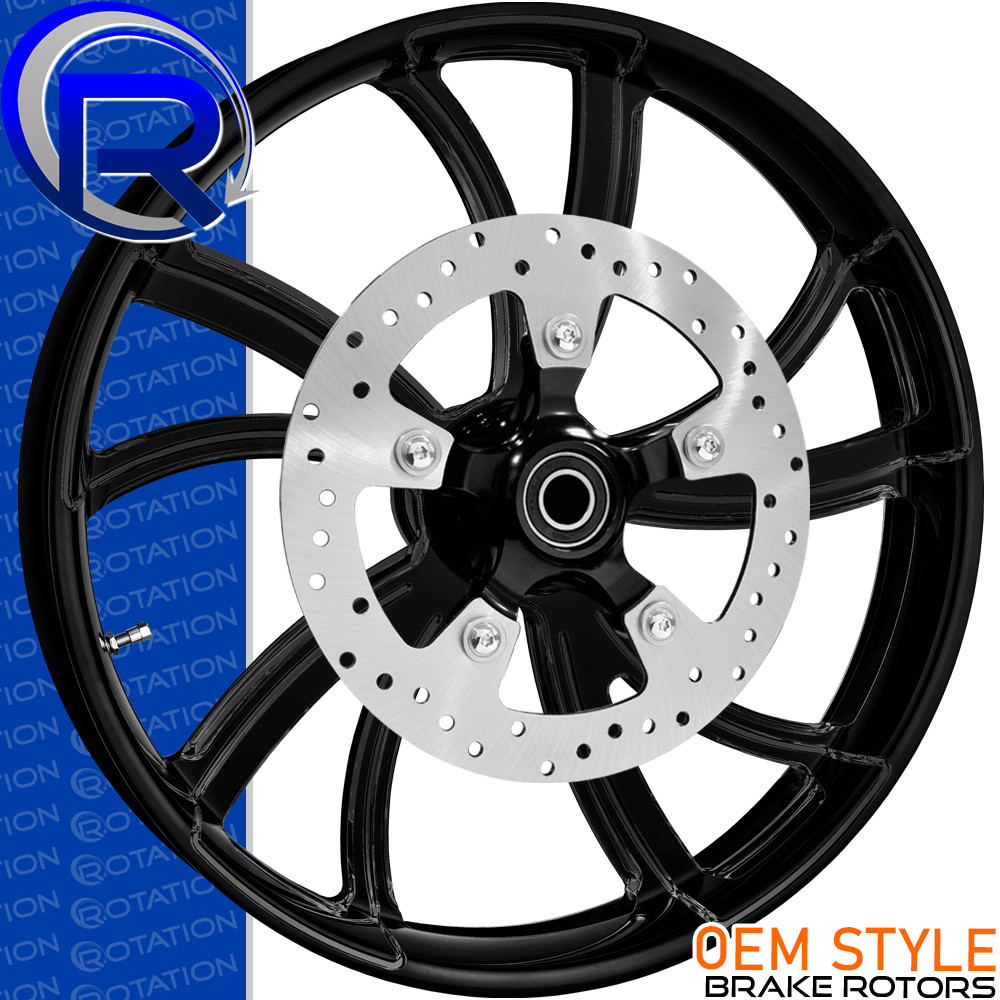Saturn Gloss Black Custom Harley Wheel | rotationwheels.com