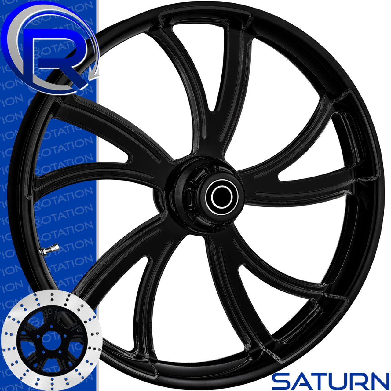 Rotation Saturn Black Softail Dyna VRod Sportster Wheel Rotation Saturn Black Softail Dyna VRod Sportster Wheel