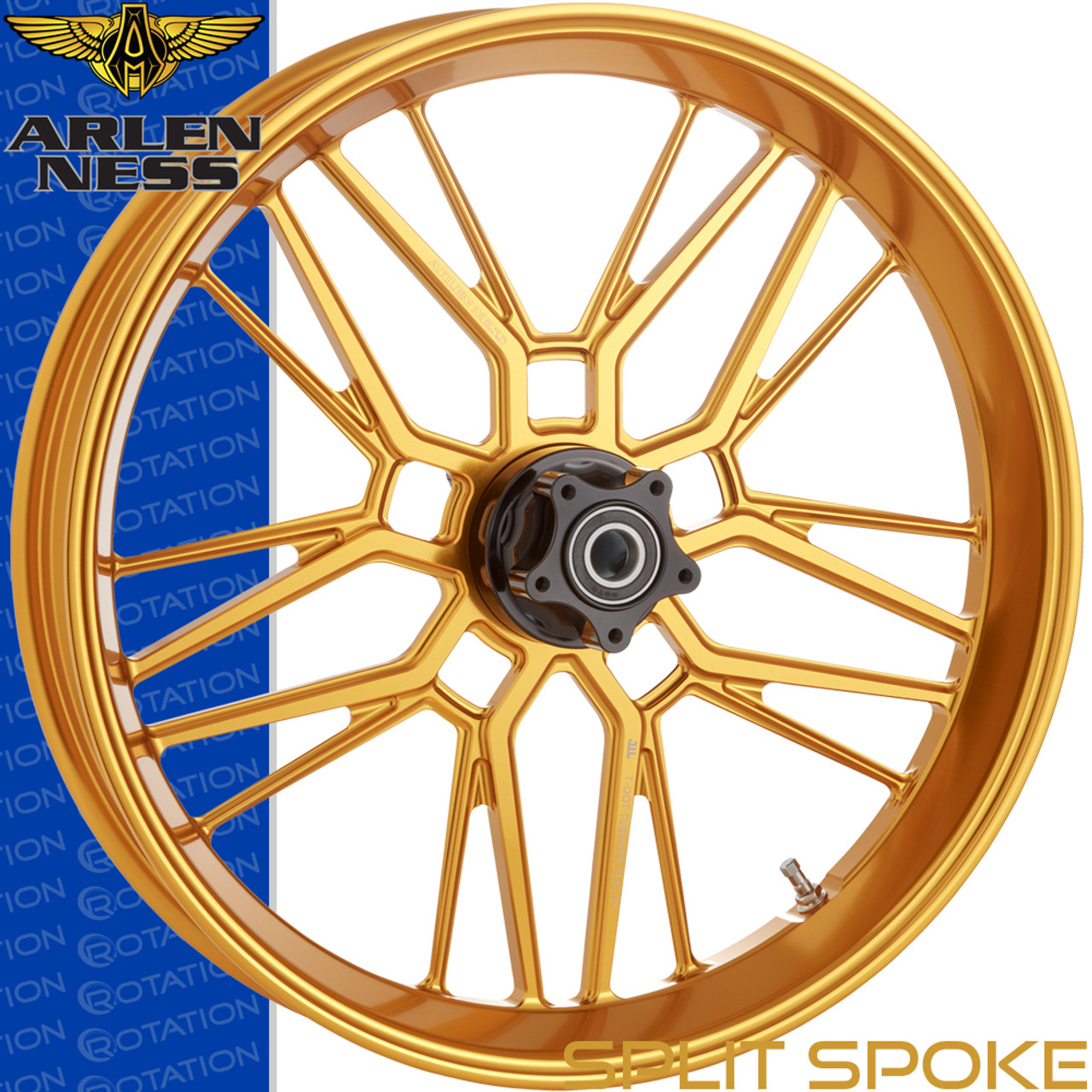 Arlen Ness Split Spoke Gold Motorcycle Wheel Arlen Ness Split Spoke Gold Motorcycle Wheel