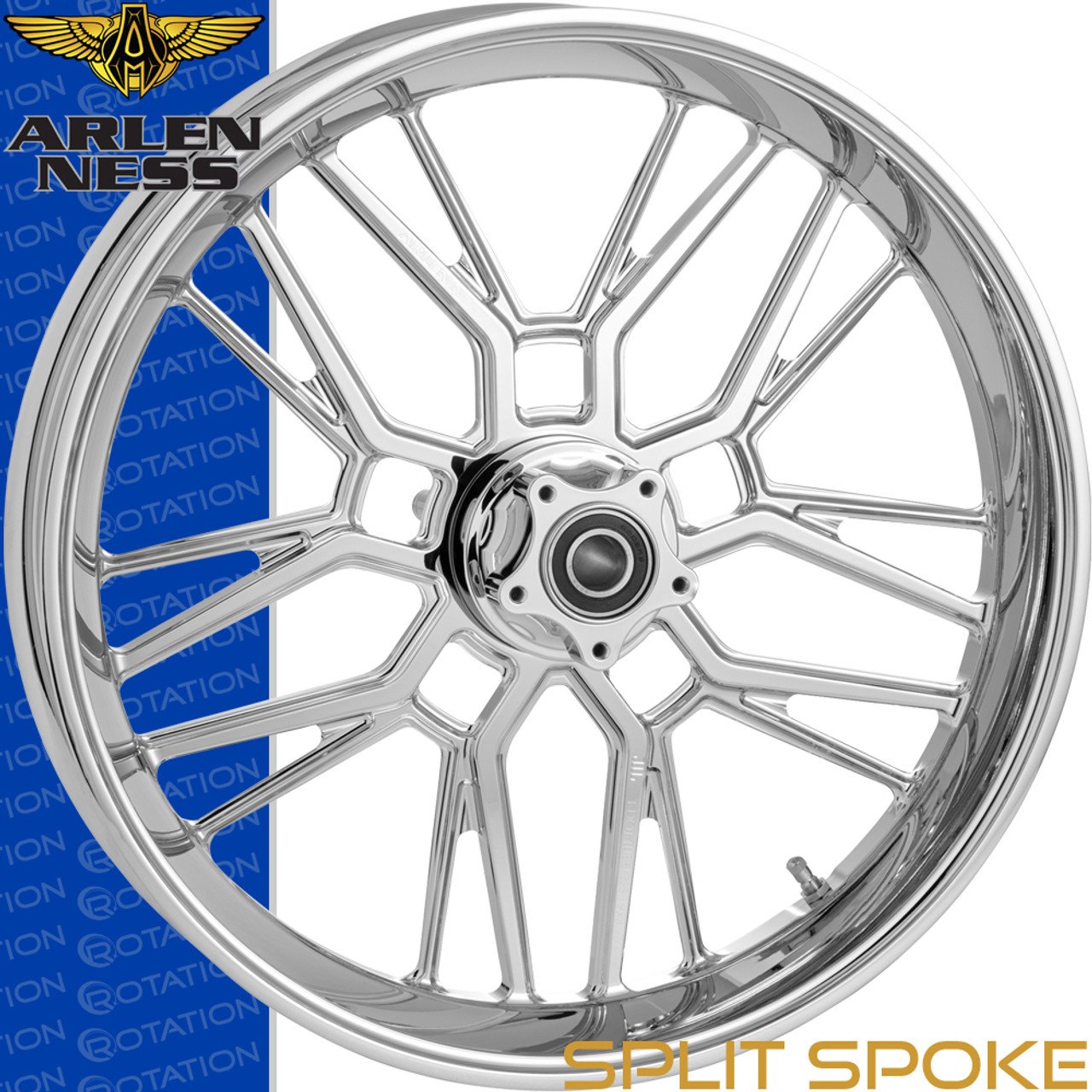 Arlen Ness Split Spoke Chrome Motorcycle Wheel Arlen Ness Split Spoke Chrome Motorcycle Wheel