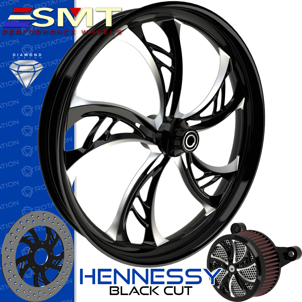 SMT Machining Hennessy Black Cut Harley Wheel | rotationwheels.com