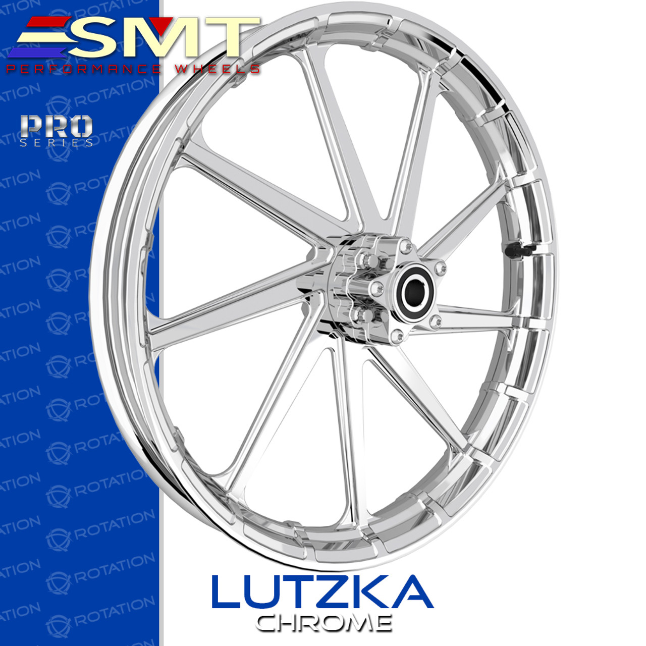 SMT Machining Lutzka Chrome Custom Motorcycle Wheel SMT Machining Lutzka Chrome Custom Motorcycle Wheel