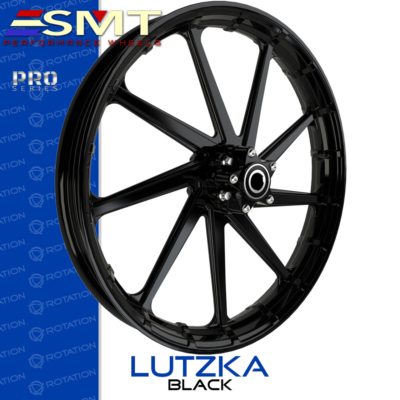 SMT Machining Lutzka Gloss Black Custom Motorcycle Wheel SMT Machining Lutzka Gloss Black Custom Motorcycle Wheel