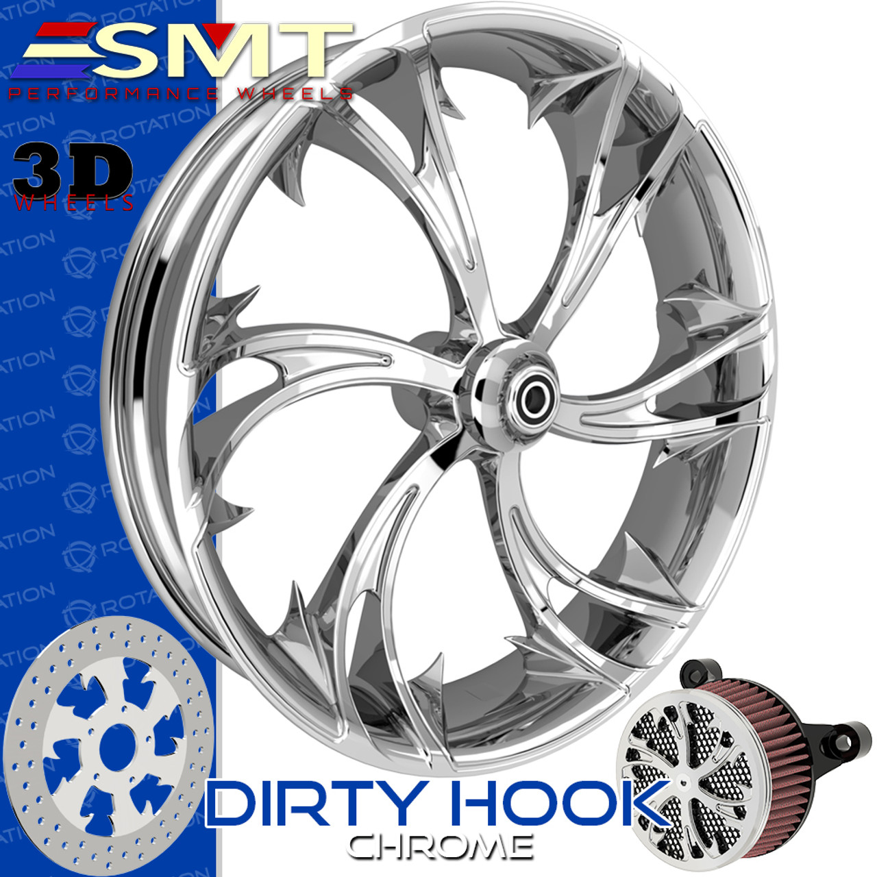 SMT Machining Dirty Hooker 3D Chrome Custom Motorcycle Wheel SMT Machining Dirty Hooker 3D Chrome Custom Motorcycle Wheel