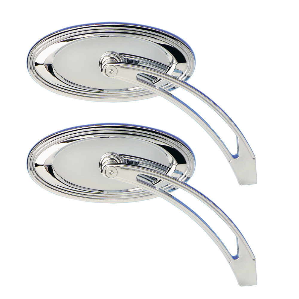 Arlen Ness Oval Stepped Mirror - Chrome Harley | rotationwheels.com