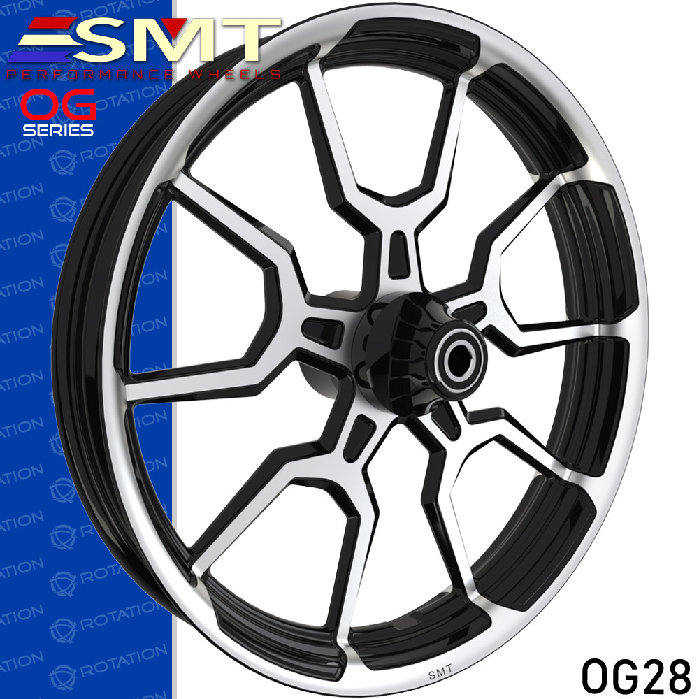 SMT Machining OG28 Black Cut Custom Motorcycle Wheel