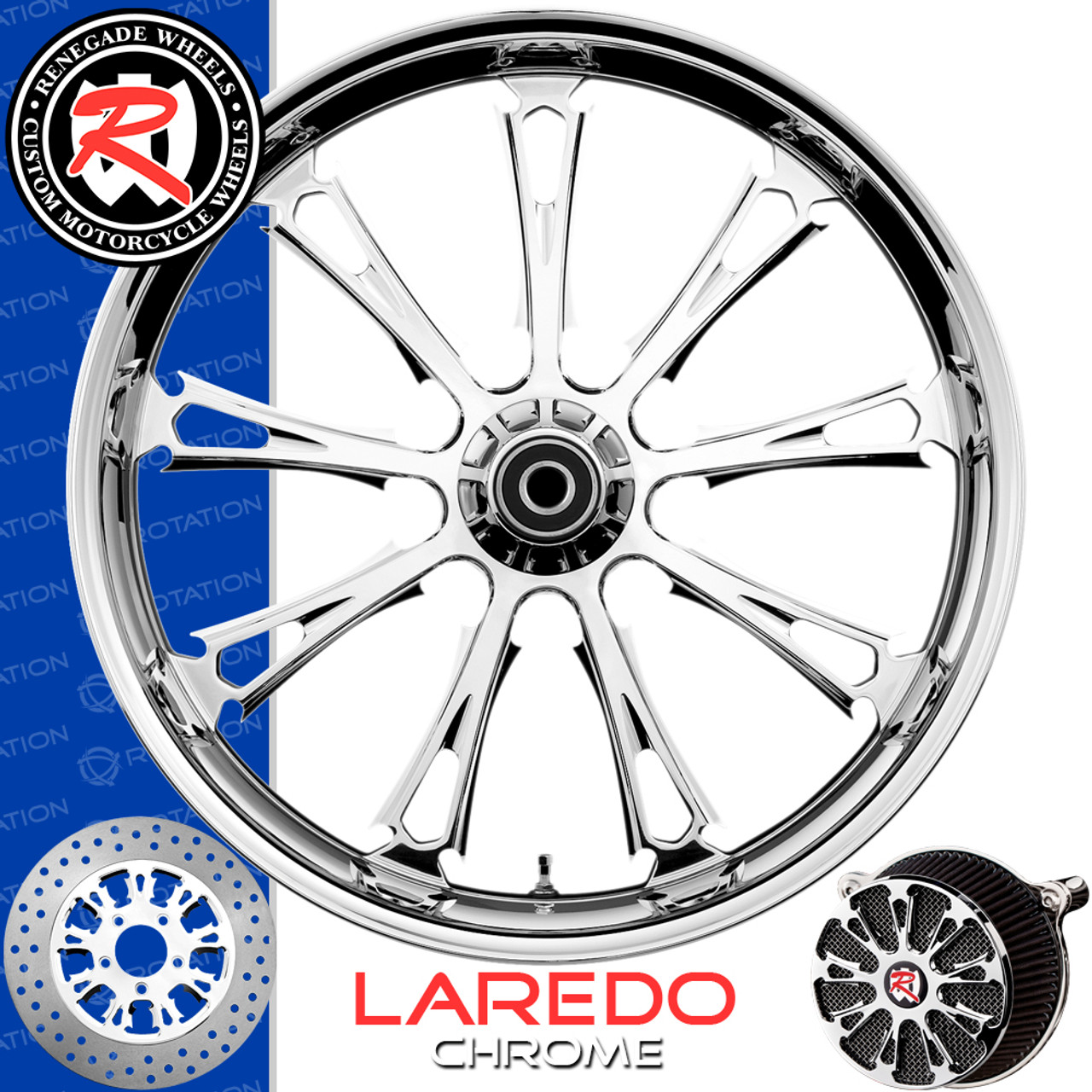 Renegade Wheels Laredo Chrome Custom Motorcycle Wheel Renegade Wheels Laredo Chrome Custom Motorcycle Wheel