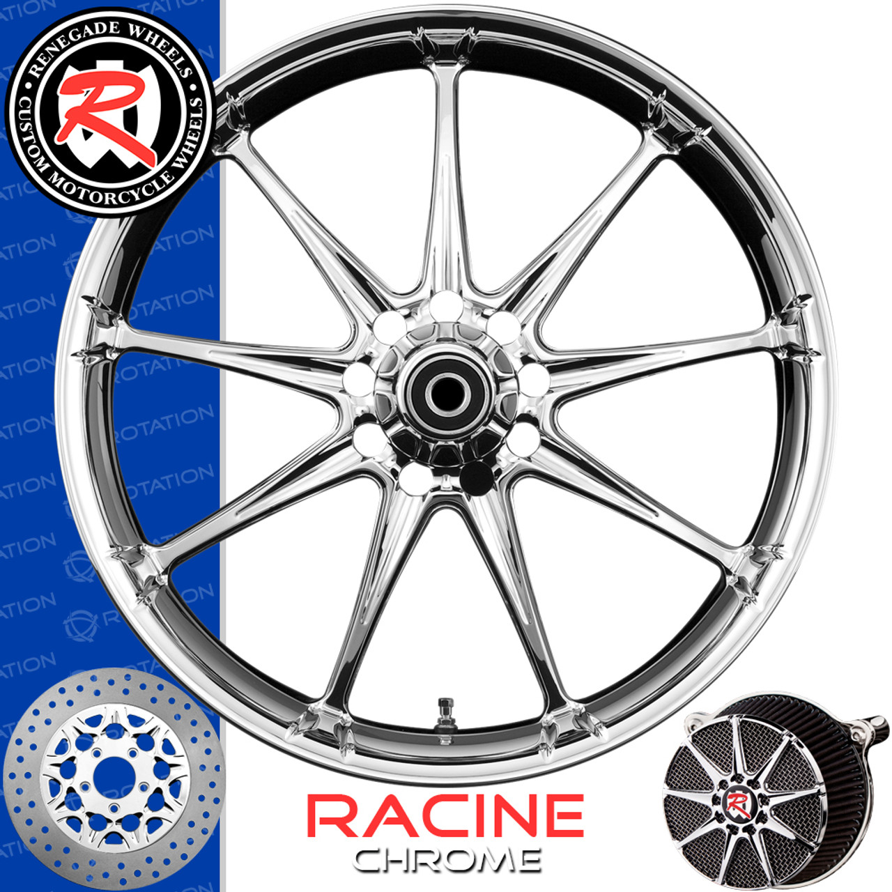 Renegade Wheels Racine Chrome Custom Motorcycle Wheel