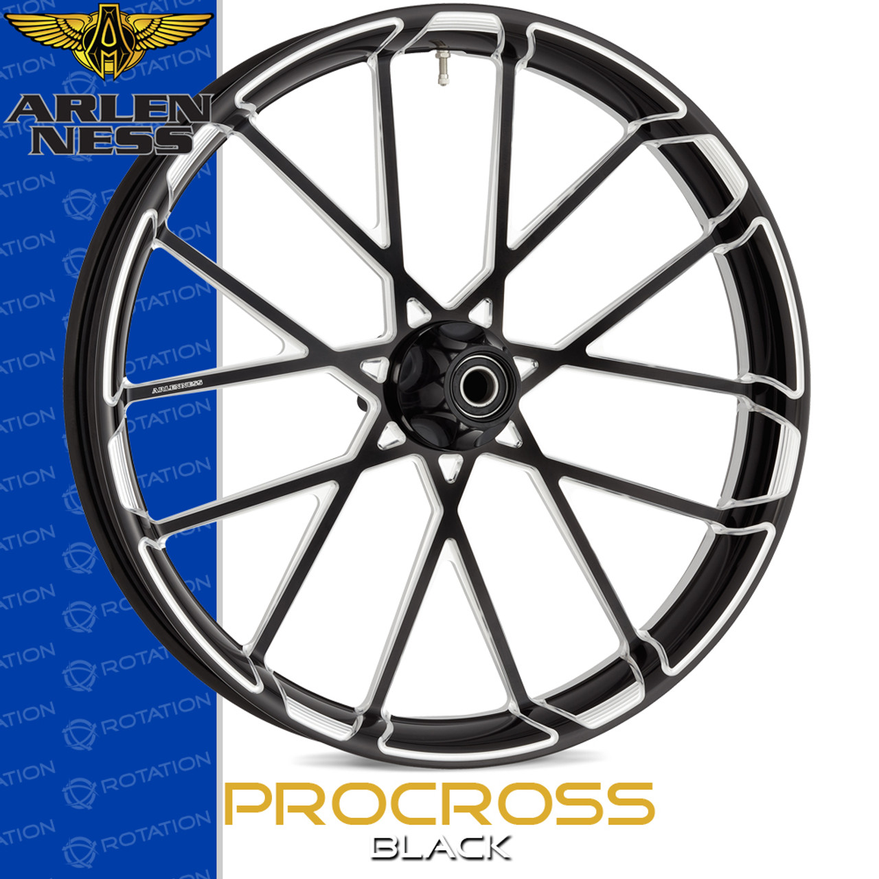 Arlen Ness ProCross Black Custom Motorcycle Wheel | RotationWheels.com