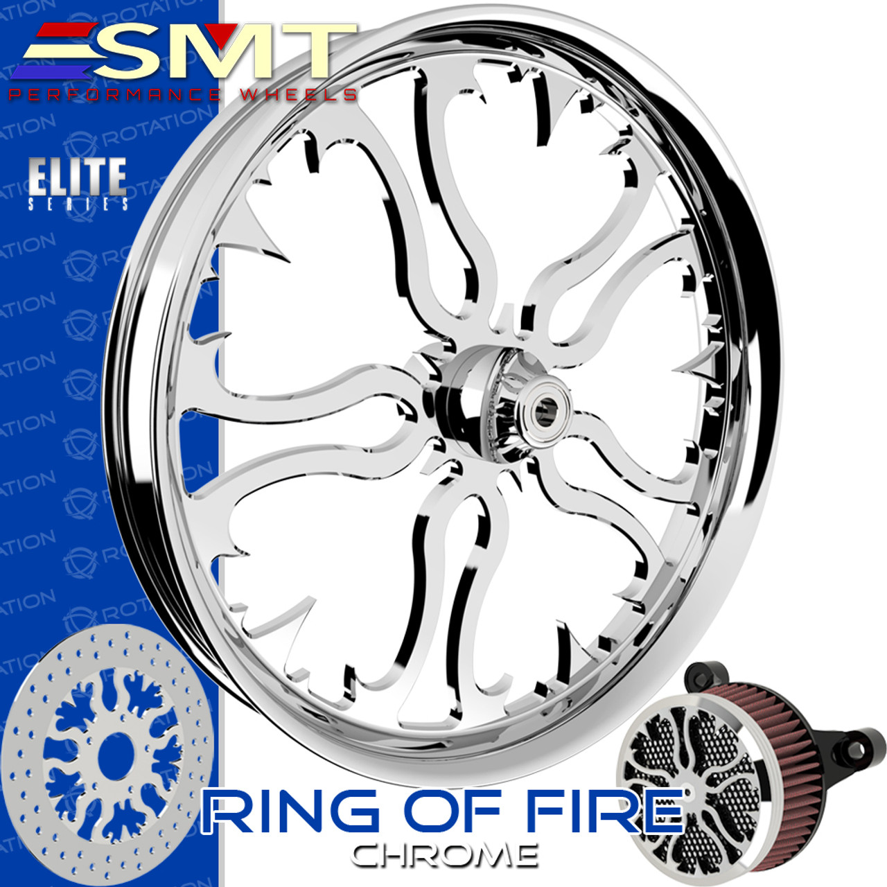 SMT Machining  Ring Of Fire Chrome Custom Motorcycle Wheel SMT Machining  Ring Of Fire Chrome Custom Motorcycle Wheel