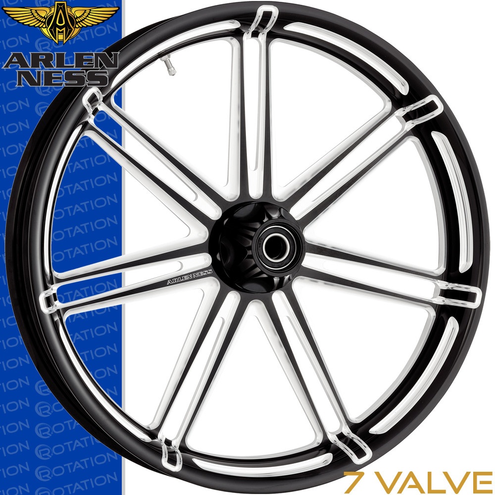 Arlen Ness 7 Valve Black Harley Wheel | rotationwheels.com