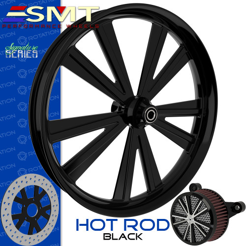 SMT Machining Hot Rod Black Custom Motorcycle Wheel Package