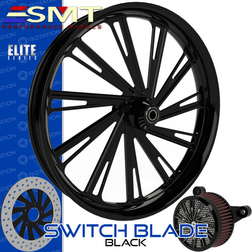 SMT Machining  Switch Blade Gloss Black Custom Motorcycle Wheel SMT Machining  Switch Blade Gloss Black Custom Motorcycle Wheel