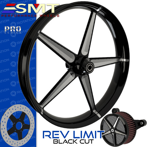 SMT Machining  Rev Limit Black Cut Custom Motorcycle Wheel SMT Machining  Rev Limit Black Cut Custom Motorcycle Wheel