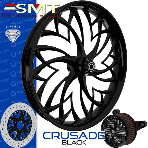 SMT Machining  Crusade Gloss Black Custom Motorcycle Wheel SMT Machining  Crusade Gloss Black Custom Motorcycle Wheel