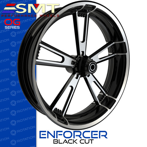 SMT Machining OG1 Enforcer Black Cut Harley Wheel | rotationwheels.com