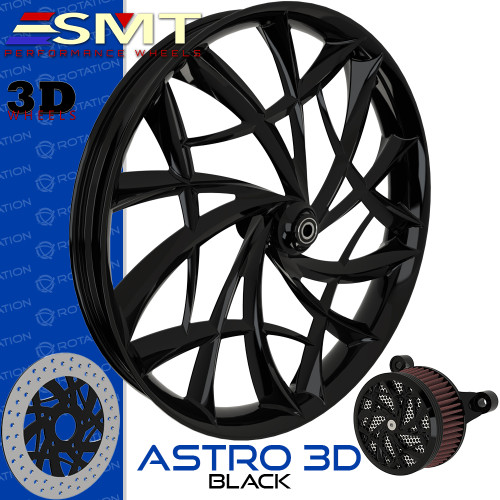 SMT Machining Astro 3D Gloss Black Custom Motorcycle Wheel SMT Machining Astro 3D Gloss Black Custom Motorcycle Wheel