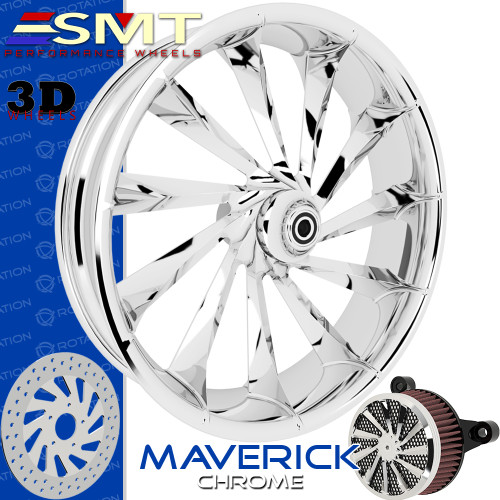 SMT Machining Maverick 3D Chrome Custom Motorcycle Wheel SMT Machining Maverick 3D Chrome Custom Motorcycle Wheel