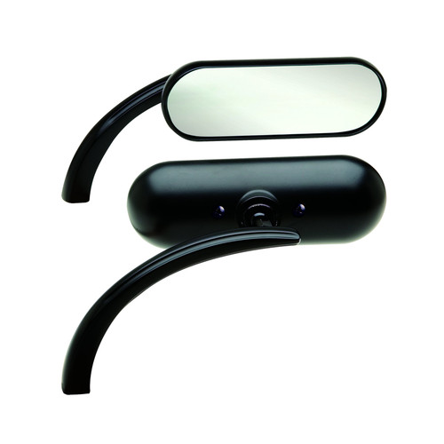 Arlen Ness Mini-Oval Micro Mirror Black Harley | rotationwheels.com
