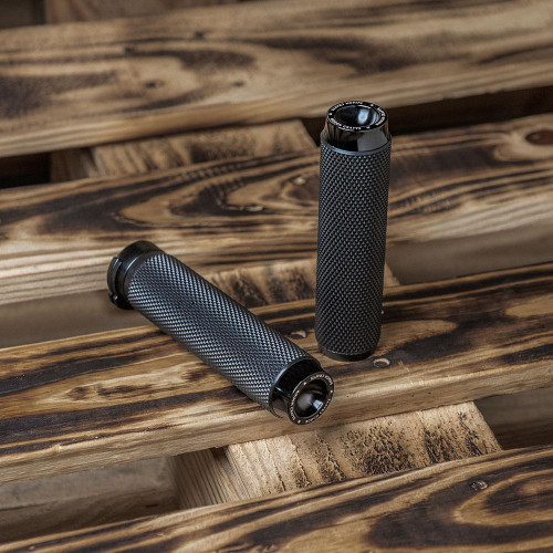 Arlen Ness Rough Crafts Grips All Black Harley | rotationwheels.com
