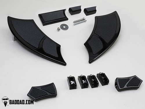 HTTMT Airflow Passenger Footboard Kit For Harley Touring Models (Wide Glide, Road King, Street Glide)