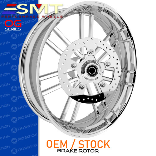 SMT Machining OG11 Knockout Chrome Custom Motorcycle Wheel Package