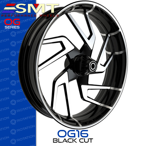 SMT Machining OG16 Black Cut Custom Motorcycle Wheel SMT Machining OG16 Black Cut Custom Motorcycle Wheel