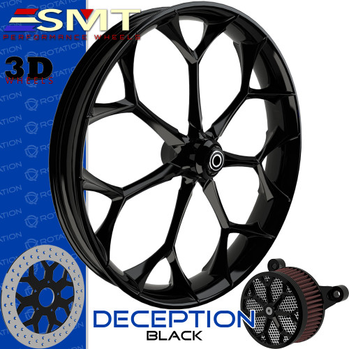 SMT Machining Deception 3D Gloss Black Custom Motorcycle Wheel SMT Machining Deception 3D Gloss Black Custom Motorcycle Wheel