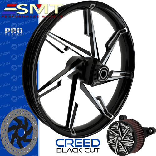 SMT Machining Creed Black Cut Custom Motorcycle Wheel SMT Machining Creed Black Cut Custom Motorcycle Wheel