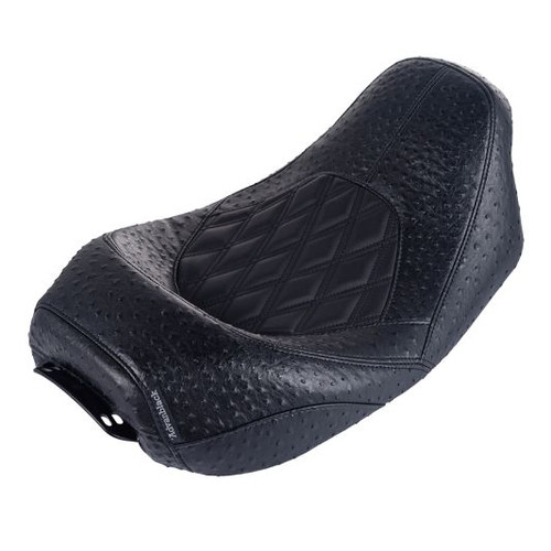 Advanblack Low Profile Quest Seat with Diamond Stitching and Ostrich Leather 09+ Harley Touring Advanblack Low Profile Quest Seat with Diamond Stitching and Ostrich Leather 09+ Harley Touring