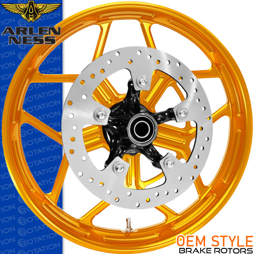 Arlen Ness Speed 5 Gold Harley Wheel | rotationwheels.com