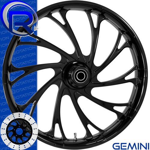 Rotation Gemini Black Softail Dyna VRod Sportster Wheel Rotation Gemini Black Softail Dyna VRod Sportster Wheel