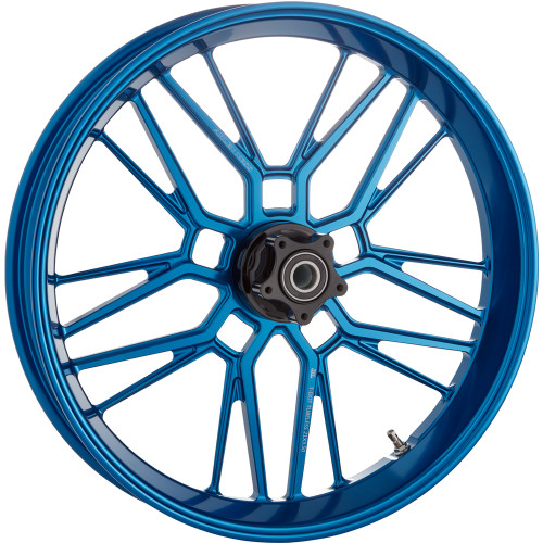 Arlen Ness Split Spoke Blue Harley Wheel | rotationwheels.com
