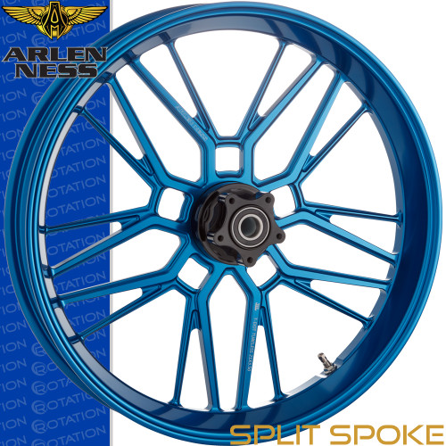 Arlen Ness Split Spoke Blue Harley Wheel | rotationwheels.com