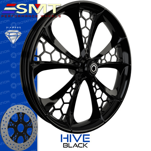 SMT Machining Hive Gloss Black Custom Motorcycle Wheel SMT Machining Hive Gloss Black Custom Motorcycle Wheel