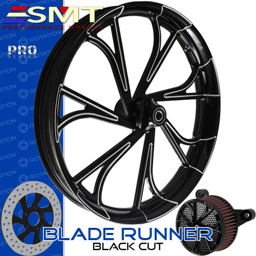 SMT Machining  Blade Runner Black Cut Custom Motorcycle Wheel