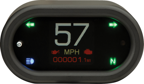 Dakota Digital Handlebar Mount Speedometer with Signals Oval Black
