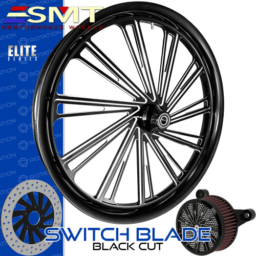 SMT Machining  Switch Blade Black Cut Custom Motorcycle Wheel SMT Machining  Switch Blade Black Cut Custom Motorcycle Wheel